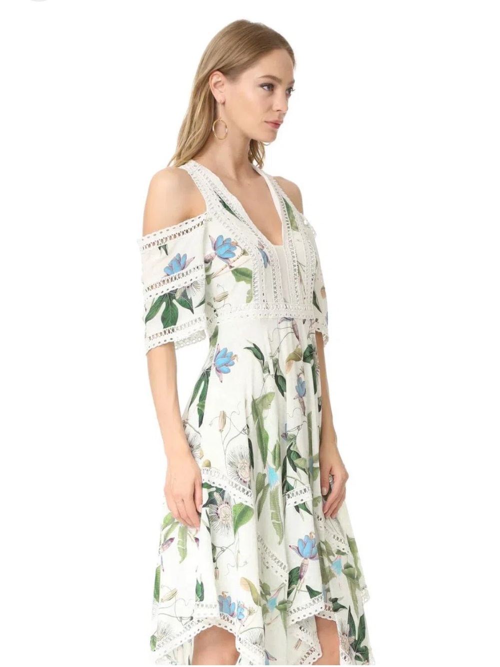 Thurley Floral Cold Shoulder Silk Dress